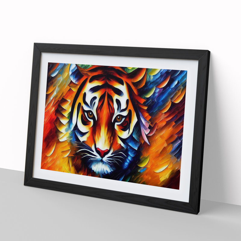 Tiger Vol.1 Abstract - Single Picture Frame Painting, Black Framed, 46cm H x 64cm W x 2cm D