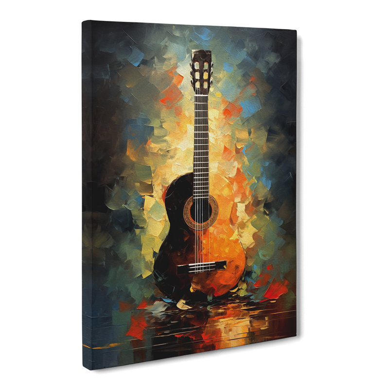 Acoustic Guitar Impressionism - Wrapped Canvas Print, 50cm H x 35cm W x 3cm D