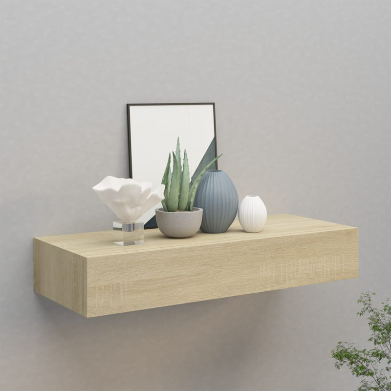 Tablette avec tiroir en MDF gris 23,6 x 9,3 x 3,9 po vidaXL, H 3,94 po x l 23,62 po x P 9,25 po, Gris