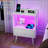 2 Pack Modern Nightstand with Charging Station, LED Light & Fabric Drawer-343214992