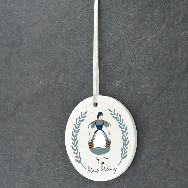 Sanson 12 Days 8 Maids Milking Circle Shaped Ceramic Ornament