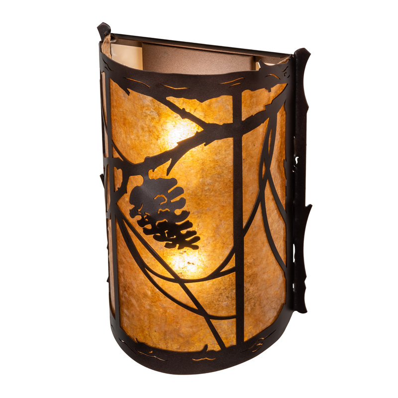 1 - Light Flush Mounted Sconce, 2, Amber, Mahogany Bronze