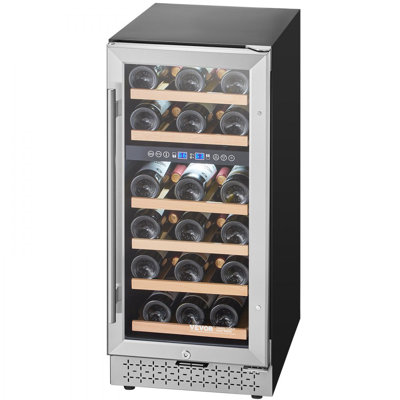 Wine Cooler 28 Bottle Dual Zone Mini Wine Fridge with Glass Door Temp Control