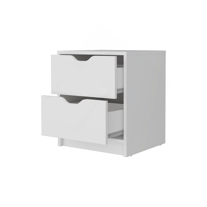 White 2-Drawer Nightstand, White