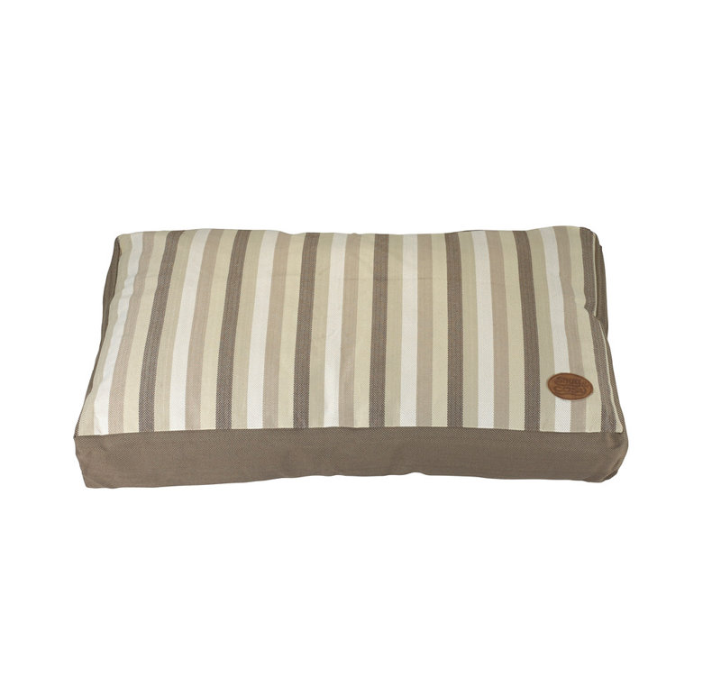 Striped Polyester Pet Bed, 12cm H x 75cm W x 120cm D, Brown