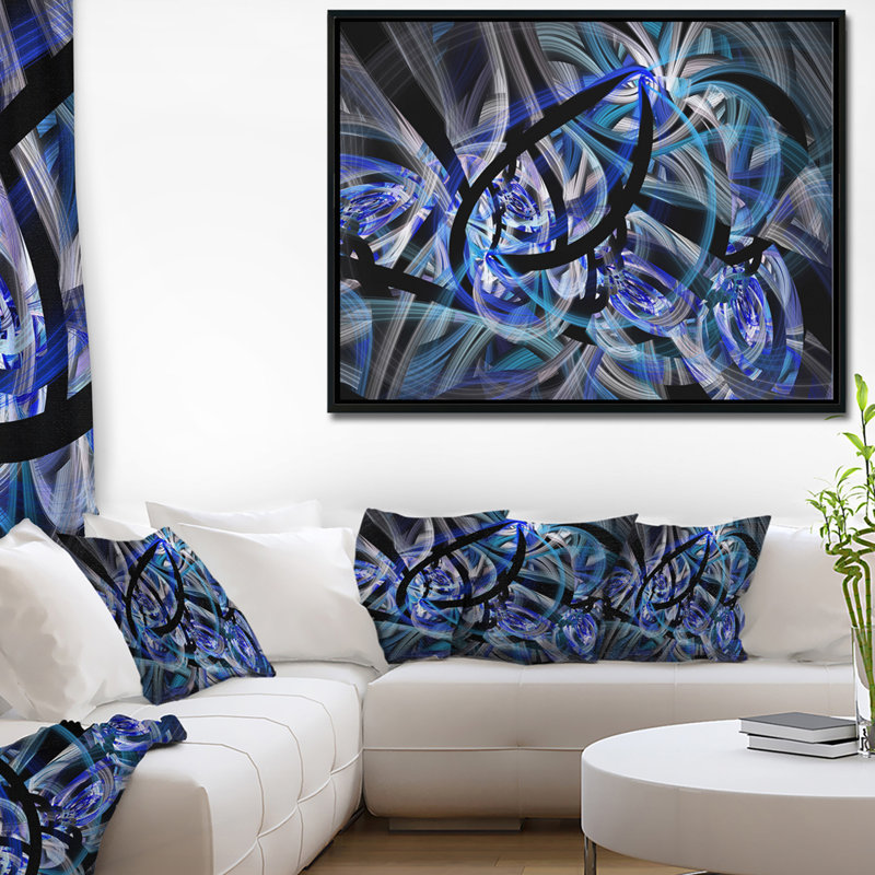 «Symmetric Spiral Blue Flower», impression, H 16 po x l 32 po x P 1 po, Toile avec cadre flottant