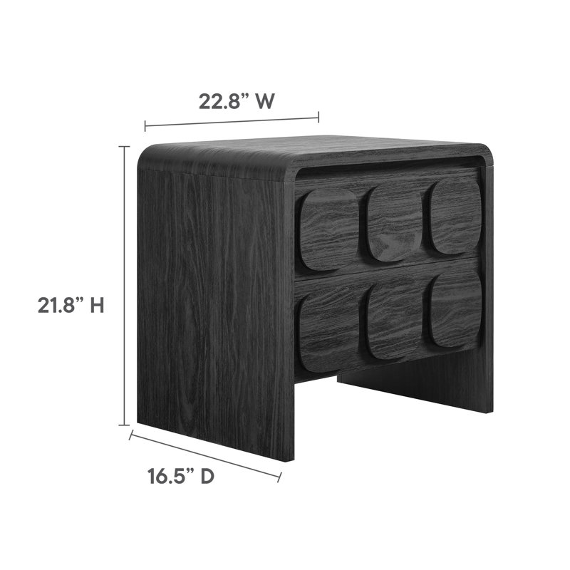 Toscana 2-Drawer Nightstand In Black