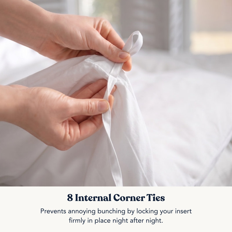 Delara GOTS Certified 100% Organic Cotton Percale Duvet Cover Set - 400 Thread Count, Smooth & Breathable, White