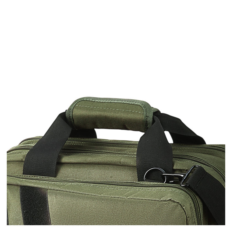 Tactical Range Bag for 2 Pistols - Heavy Duty Gun Case with Removable Mag Pouches, Lockable Zippers & Shoulder Strap for Outdoor Hunting and Shooting