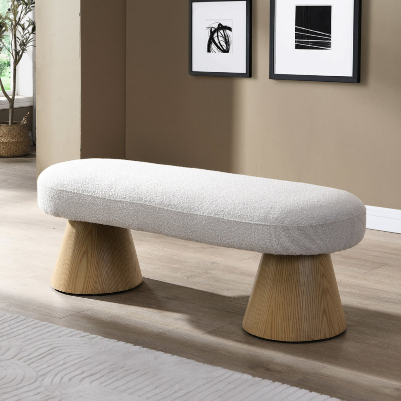 Chambre à coucher en tissu beige, longueur de 49 po, capacité de 300 lb, banc en tissu sans assemblage pour la chambre à coucher, salle à manger, entièrement assemblé