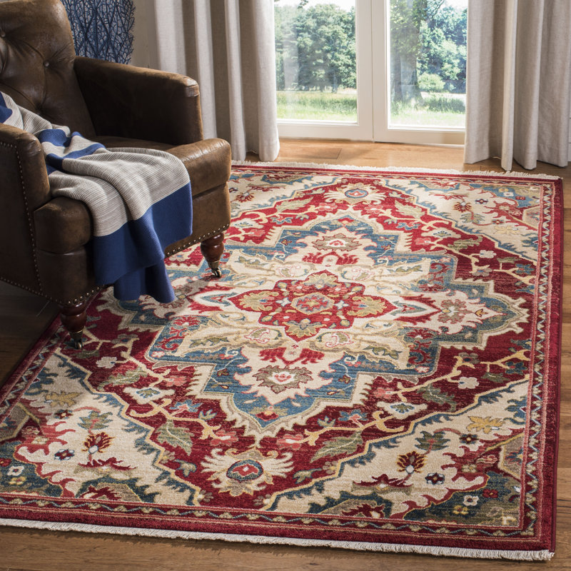 Tapis rouge Kurtz, Rectangle 3 pi 3 po x 4 pi 1 po, Red/Beige