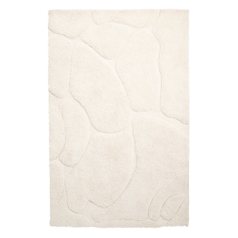 Rug Area Rug in White, Rectangle 5' x 7'5"