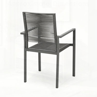 Ensemble repas d'extérieur 7 pièces en aluminium et corde tissée pour des repas en plein air élégants et durables, parfaits pour recevoir et se détendre.