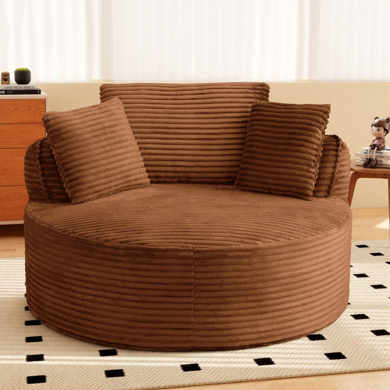 Fauteuil d'appoint 53 po surdimensionné rond sans os, Orange