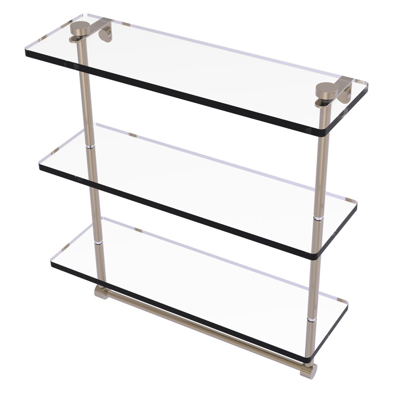 Gober 3 Piece Tiered Shelf with Towel Bar, 18" H x 16" W x 5" D, Antique Pewter