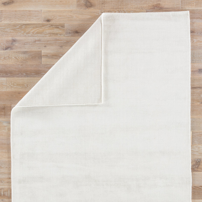Lizette Hand-Woven Bright White Area Rug, Rectangle 6' x 9'