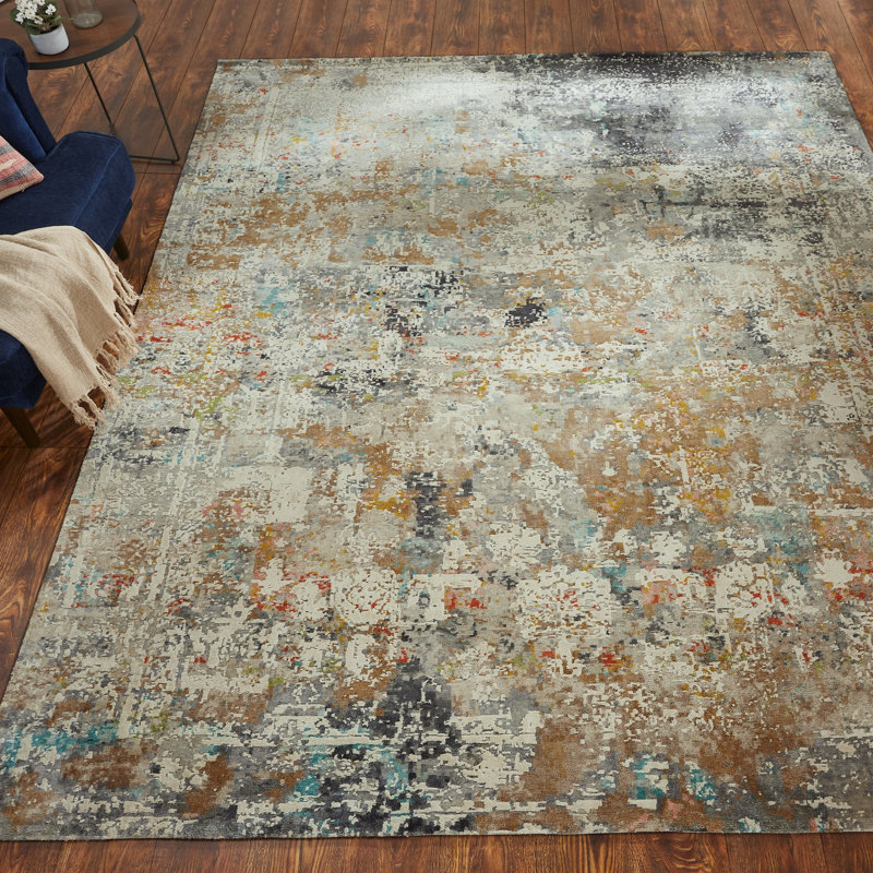 Hand Knotted Abstract Area Rug, Rectangle 12' x 15'