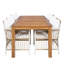 Ensemble de salle à manger 5 pièces en bois d'acacia avec table de 67 pouces et 4 fauteuils en osier, naturel