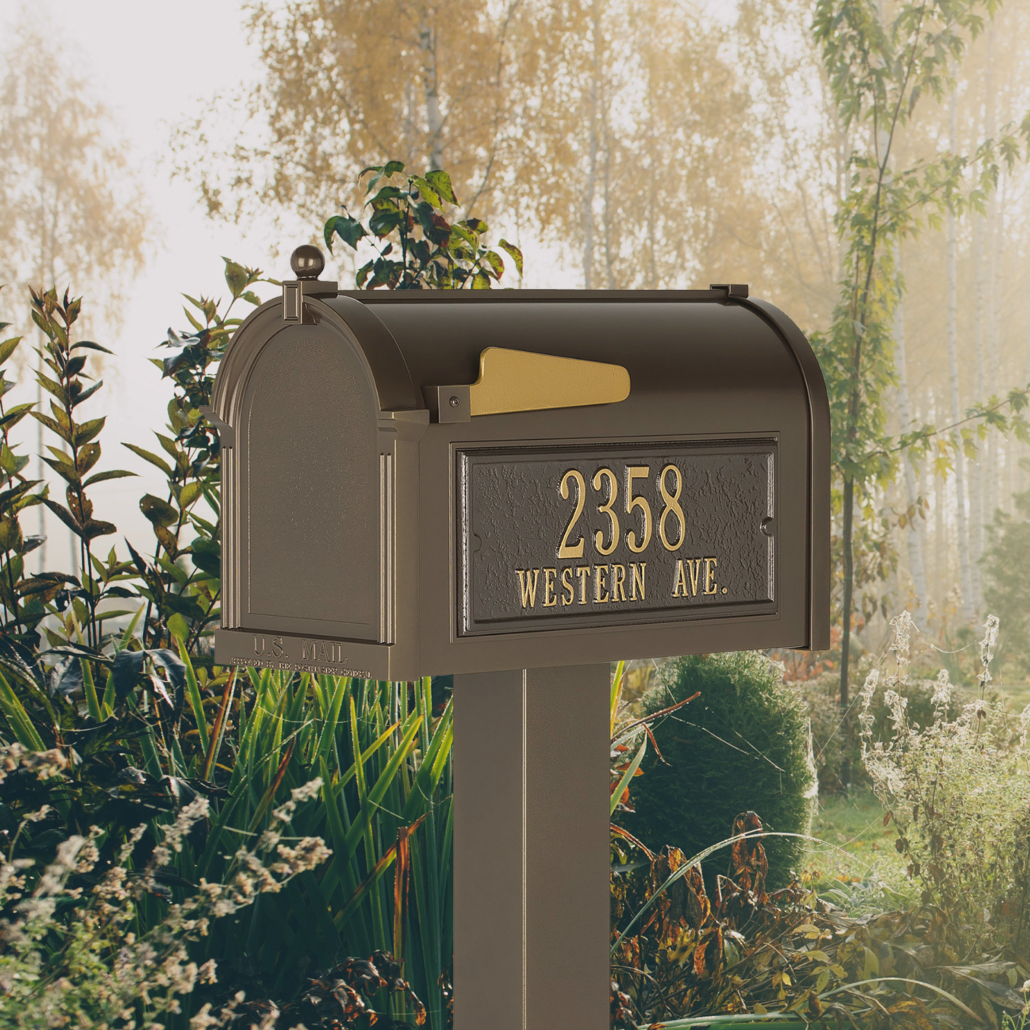 Premium Post-Mounted Mailbox, Yes, Bronze