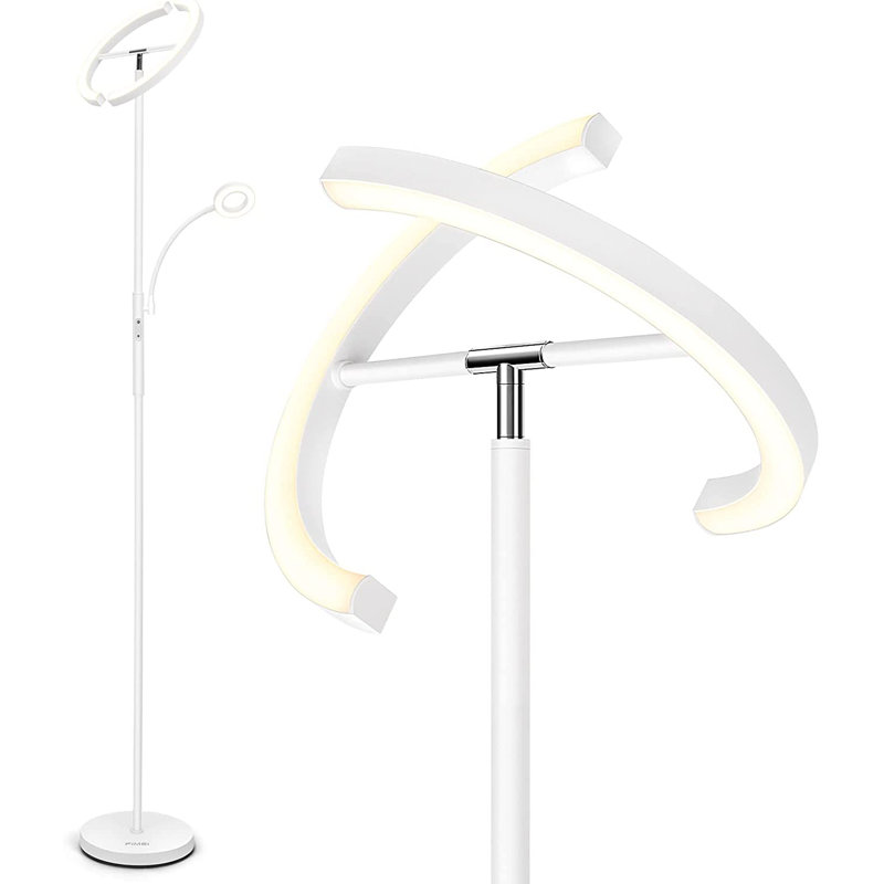 68.9" Dimmable Modern LED Torchiere Standing Floor Lamp & Reading Light With Remote & Touch Control, White