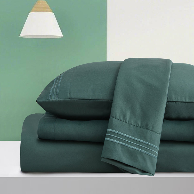 Ensemble de draps en rayonne de bambou , Émeraude, Ensemble de draps pour lit simple avec deux taies 