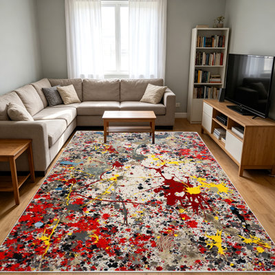 1PC Abstract Splatter Style Area Rugs for Living Room, Soft and Comfortable, Suitable for all seasons, easy - to - maintain, machine washable Indoor floor mat, Under Table Farmhouse suitable for Bedroom, Dining Room, Study, Balcony, Patio, Home...
