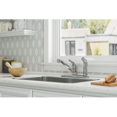 Robinet de cuisine à 1 poignée avec douchette latérale en chrome poli Pfirst Series