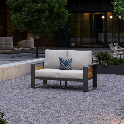 Outdoor Aluminum Patio Loveseat With Cushions