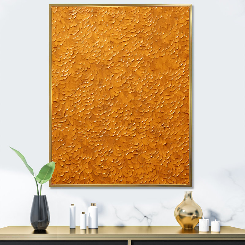 Abstrait spirale abstraite V - Collages abstraits, art mural, Cadre flottant doré, H 20 po x l 12 po x P 1 po