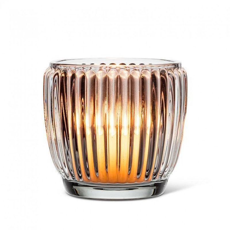 Ribbed Votive Candle Holder, Smoke Gray
