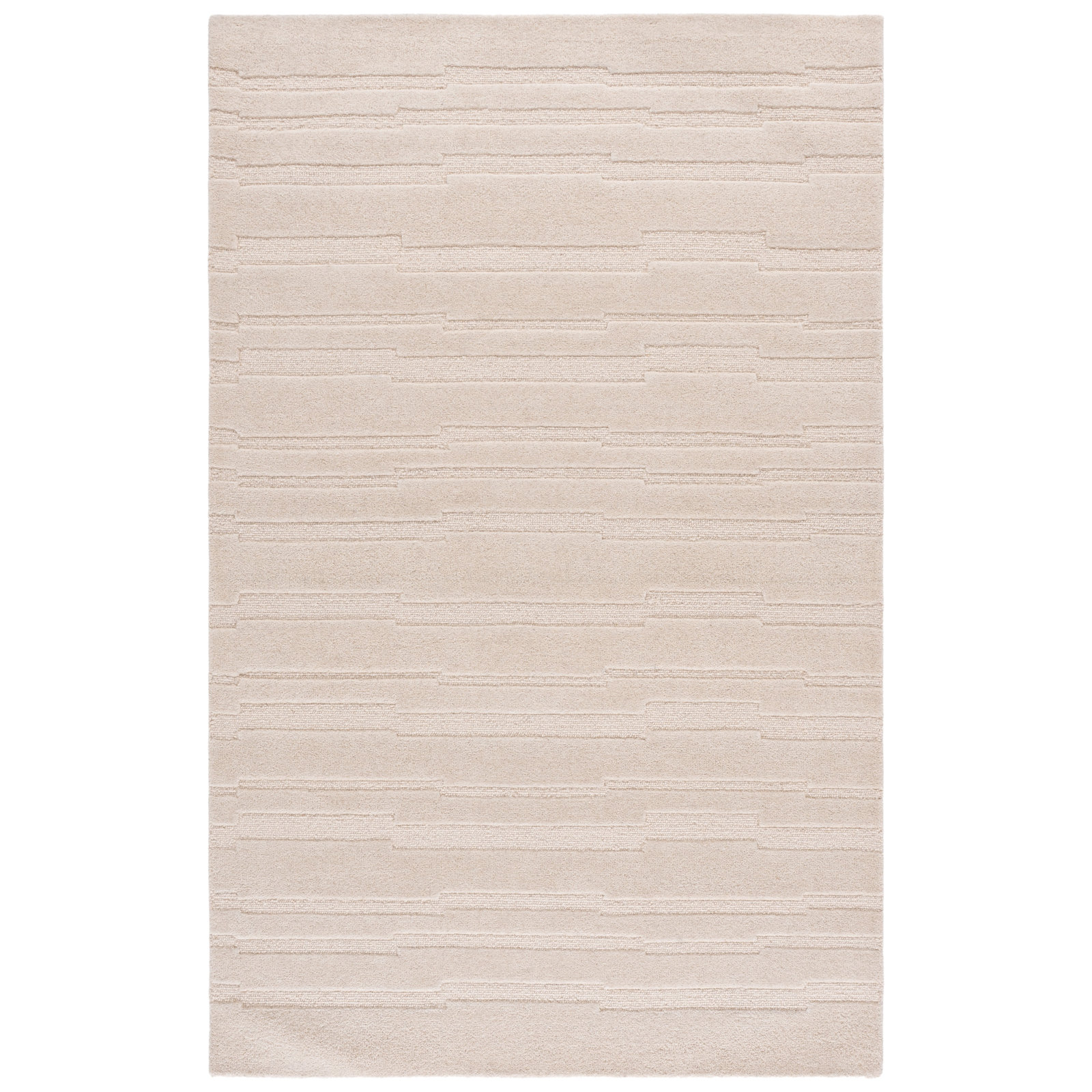 Elona Ivory Hand-Tufted Geometric Wool Rug, Rectangle 5' x 8'