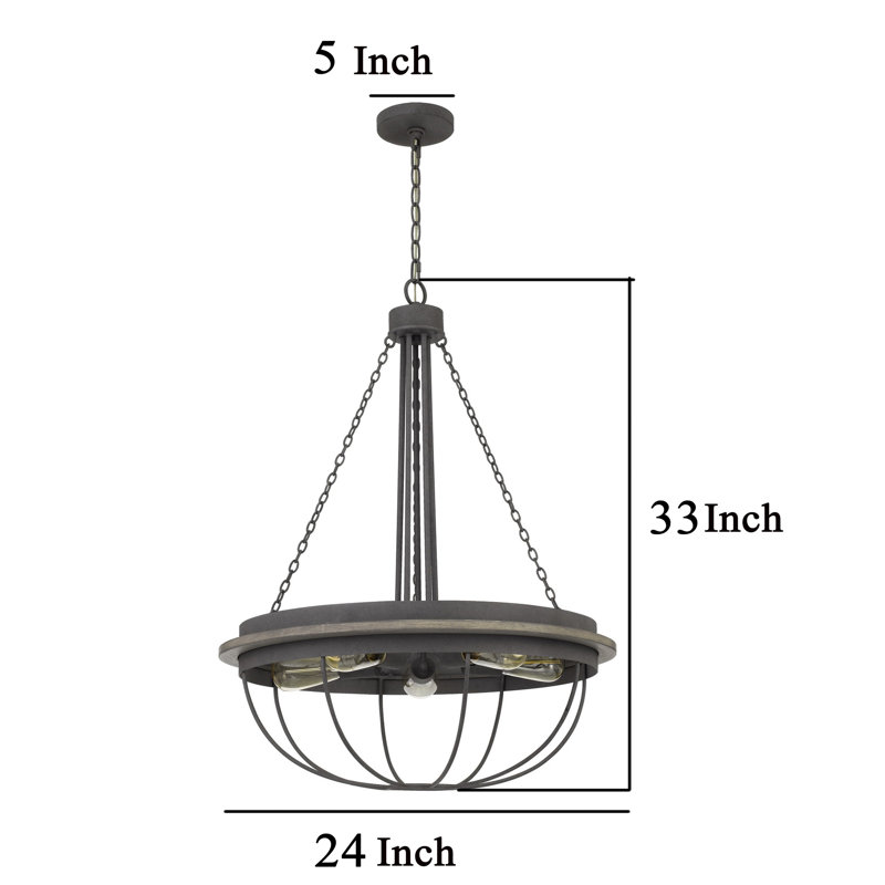 Trost 5 - Light Wagon Wheel Chandelier, 33" H x 24" W x 24" D, 5