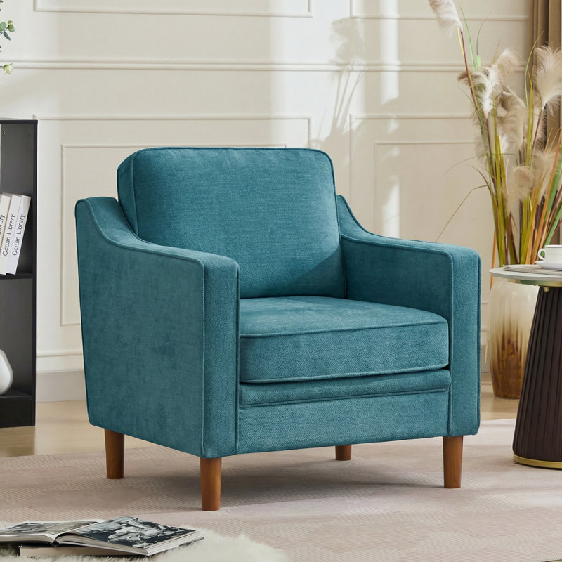Chaise rembourrée moderne en tissu l 32 po Azriah, Vert