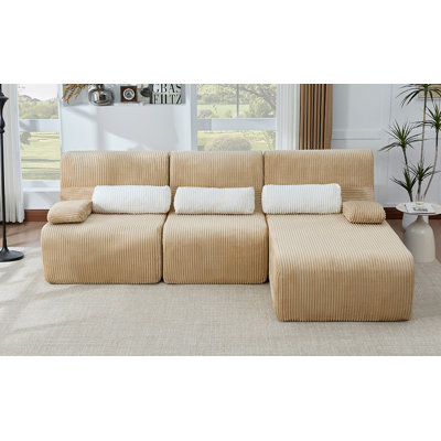 Modern Sectional Sofa 98" Boneless Sofa L-shaped Sofa Couch Cozy Sofa for Living Room, Coffee