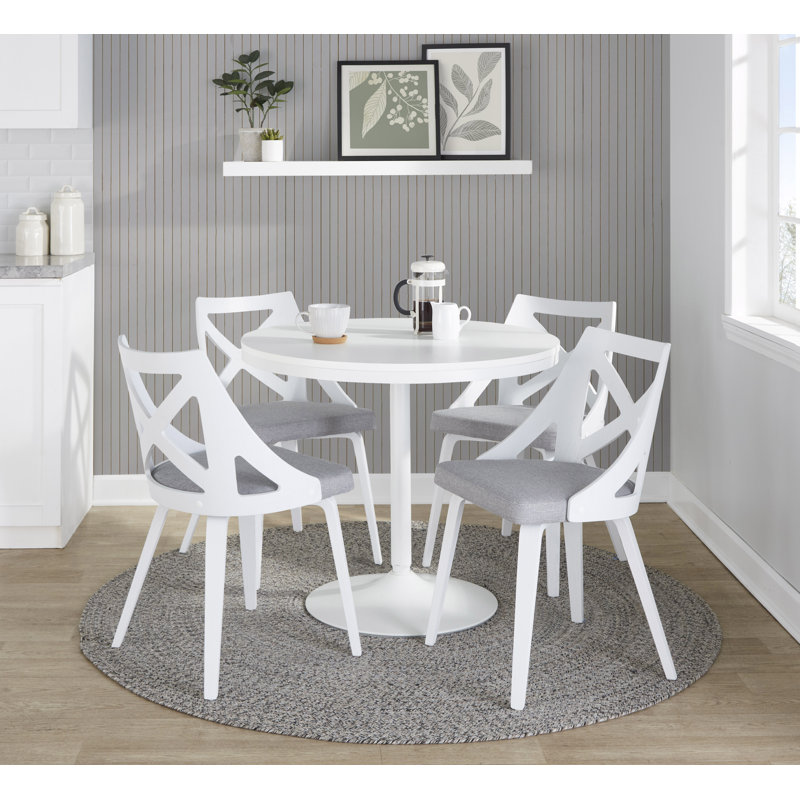 4 - Person Pedestal Dining Set, White, White, Black/White