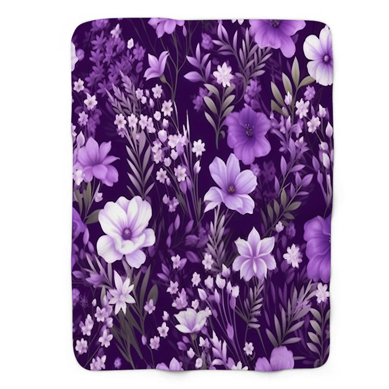 Couverture de sherpa de qualité supérieure 1 pièce Indigo Wildflower, Grand lit