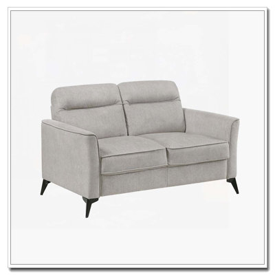 Causeuse de salon moderne en microfibre brun clair avec revêtement confortable en microfibre et pieds en métal noir, mobilier contemporain 1pc