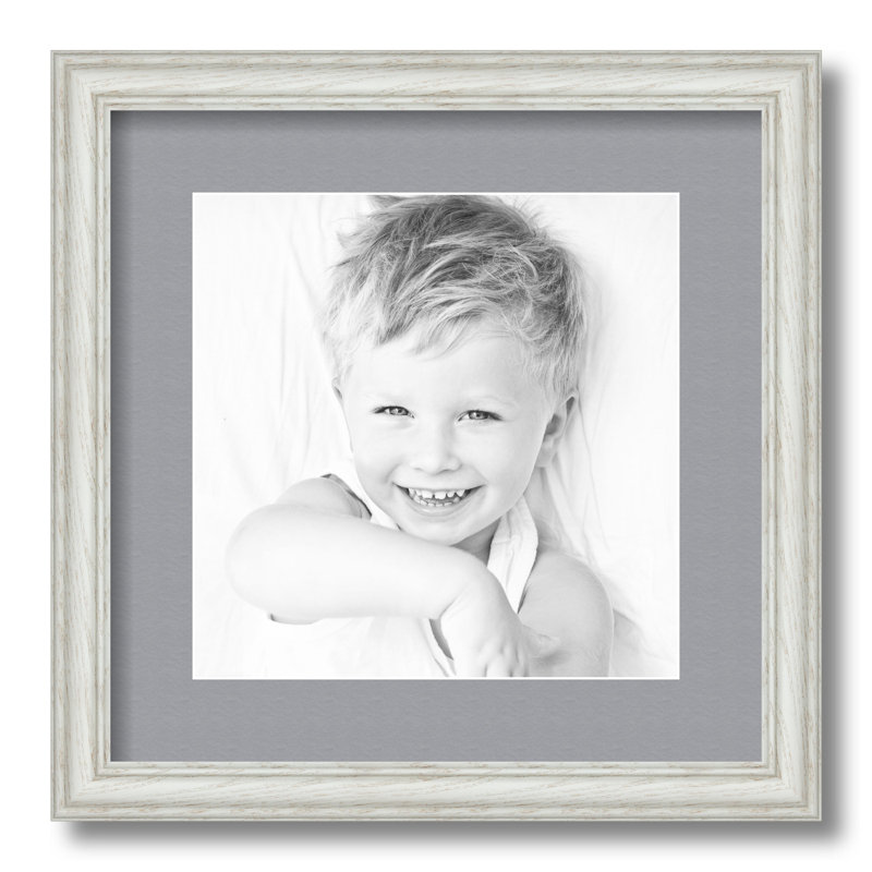 Wood Matte Picture Frame with Mat, Silver