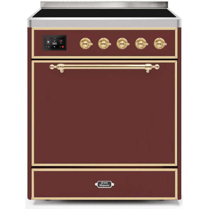 ILVE Majestic II 30 in Induction Range, Burgundy/Brass
