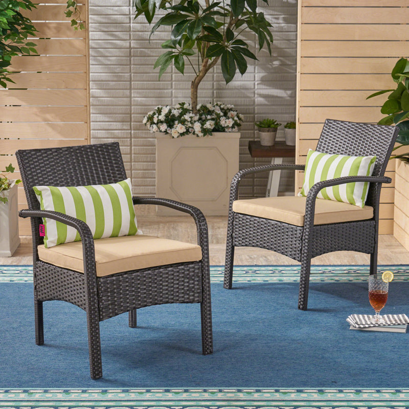 Mobilier de patio moderne: chaise Kd brun clair avec coussin Chaise tropicale: matériau imperméable +
