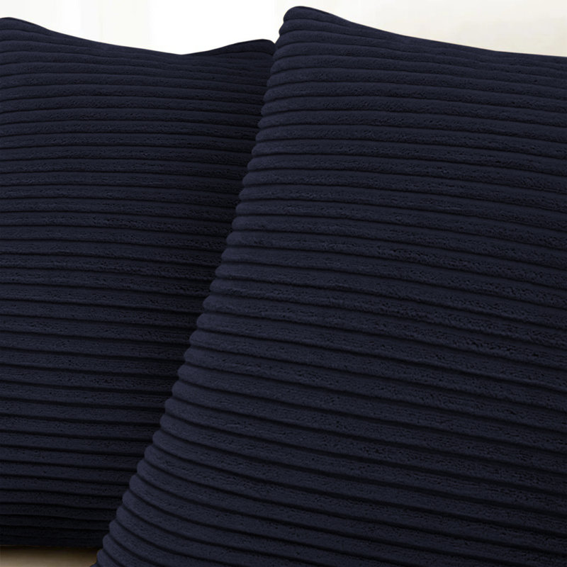 Striped Square 18cmX18cm Velvet Cushion Cover, Blue