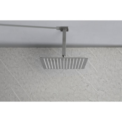 Powerful Showerhead - Stainless Steel, Water Saving, Brushed Nickel, 10" Square, Spray Rain Shower Head 304 Oxidation Resistance, Nickel Finish, 2.5 Gpm