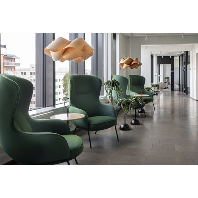 Swirl Large Suspension Pendant - E26 Base - Natural Beech Shade - Matte Black