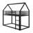 Metal Frame House Bunk Bed With Built-In Ladder-2056804853