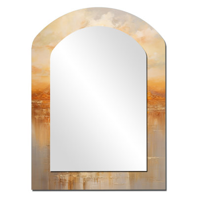 Bold Sunset Golden Collage II - Sunset Asymmetrical Unique Mirror, Yellow Arch Large Wall Mirror, Printed Metal Art