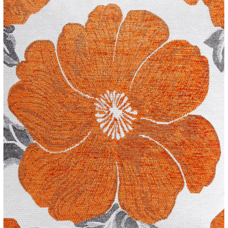 Darionte Poppy Chenille Cushion Cover, 45cm x 45cm, Orange, Pillow Cover Only