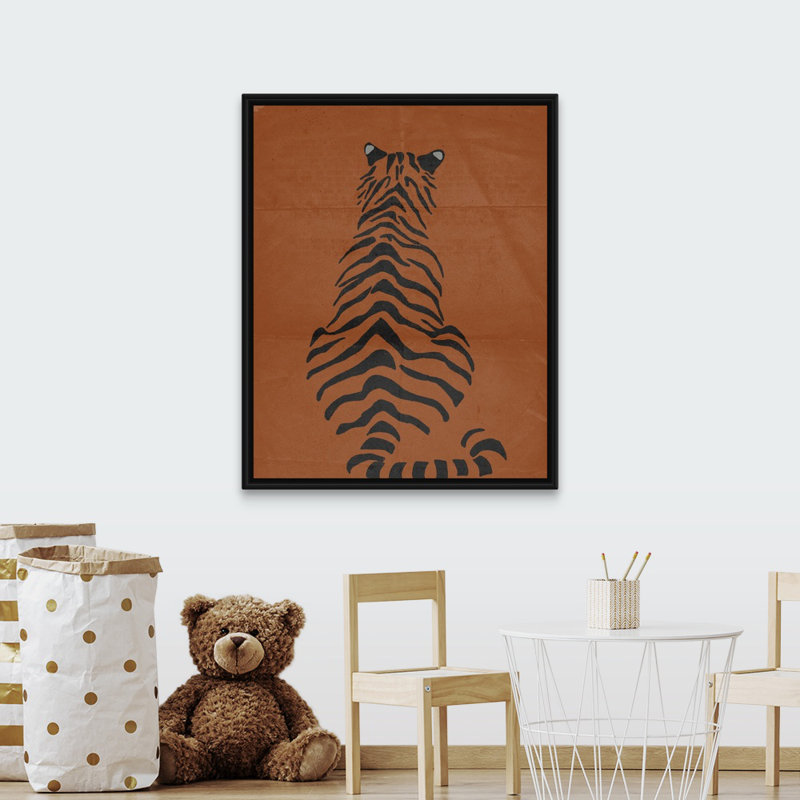 « tiger i kids », art encadré, H 45 po x l 36 po x P 1,2 po, Cadre pour toile flottant noir