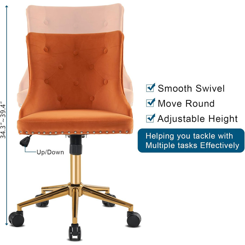 Matthias Task Chair Office Chairs Makeup chair, Gold, Orange