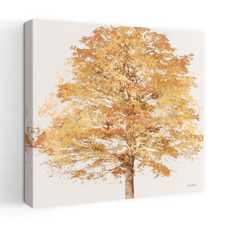 Art contemporain avec feuillage doré et feuilles d'or, H 32 po x l 32 po