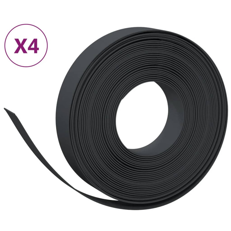 Asyra Polyethylene Plastic Lawn Edging, 10cm H x 100cm W, Black
